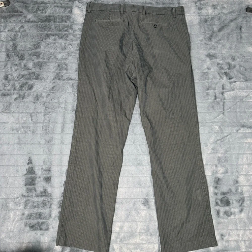 Banana Republic Mens Gray Pinstripe Dress Pants 36x34 Straight Leg Cotton Blend